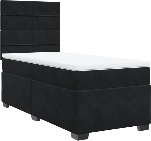 vidaXL Boxspringbett mit Matratze Schwarz Samt B/T/H: 100 x 200 x 150,5 cm - Bild 1