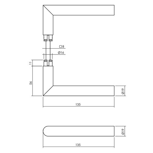 Intersteel Hintertürbeschläge eckig mit Kernziehschutz aus Edelstahl in Schwarz und Silber - Bild 2