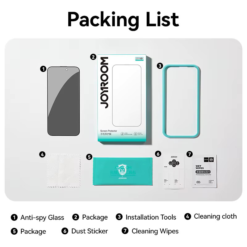 Joyroom Anti-Spionage Sichtschutz Displayschutzfolie aus Glas für iPhone 17 16 15 14 13 12 Pro Max in Transparent - Bild 5