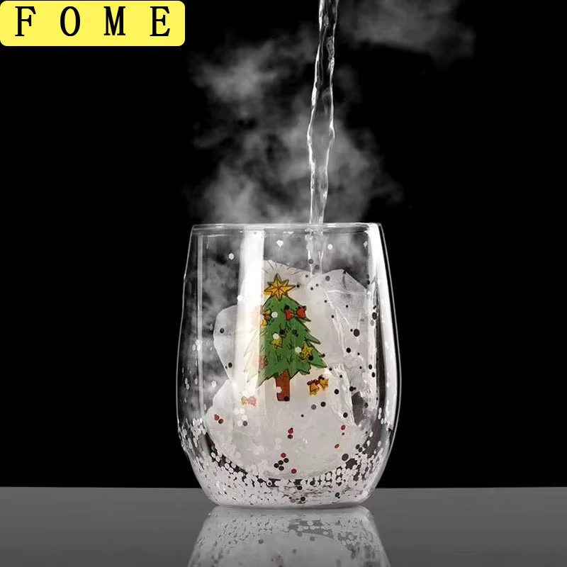 FOME Weihnachtliche Doppelschichtige Glastasse, transparent, 300 ml - Bild 2