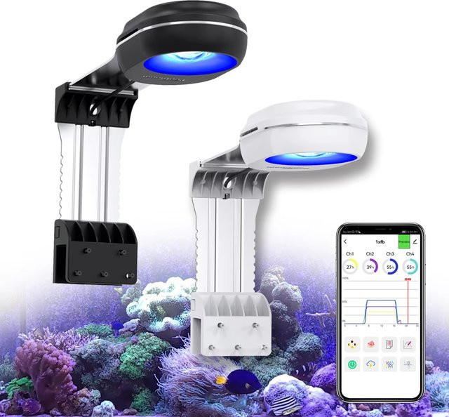 PopBloom RL60 WiFi Vollspektrum LED Salzwasser-Riffaquarium-Beleuchtung in Schwarz mit mobiler WiFi-Steuerung - Bild 1