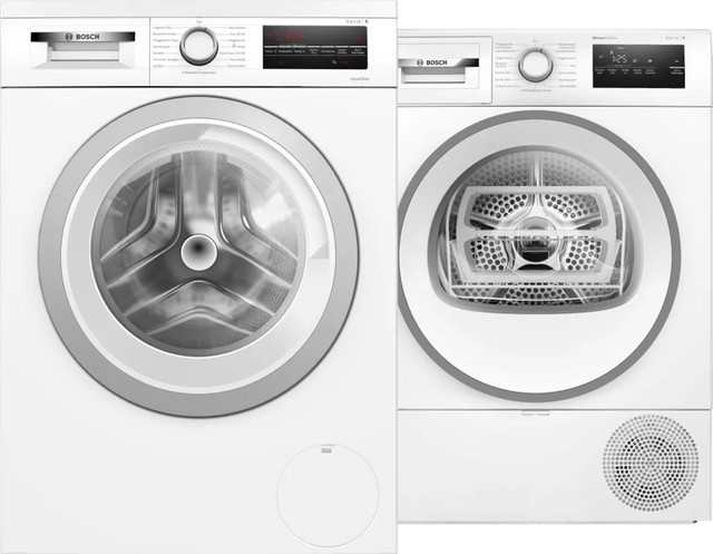 Bosch Waschmaschine WUU28T42 und Bosch Wäschetrockner WTH85VWJN Set, Wärmepumpentrockner, freistehend, Frontlader, Weiß - Bild 1