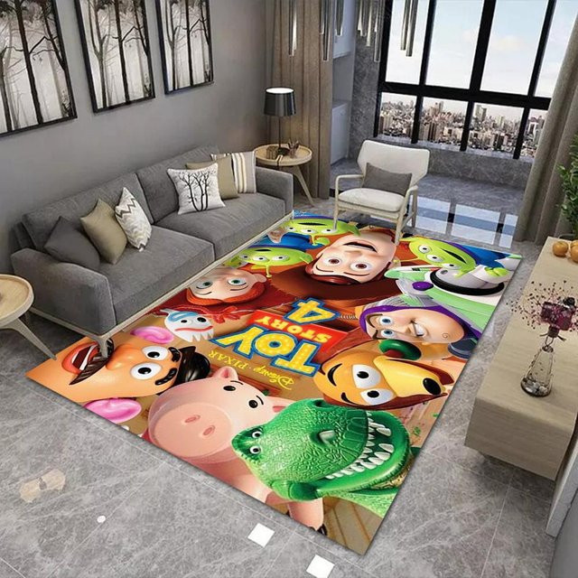Miniso Disney Buzz Lightyear Teppich für Kinder, Motiv-Bodenmatte für Schlafzimmer und Wohnzimmer, B/B: 80 x 50 cm, Mehrfarbig - Bild 1