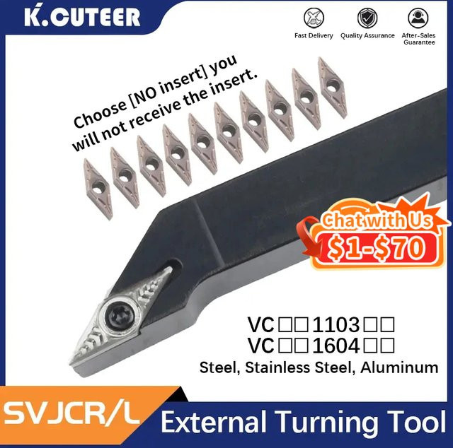 KCUTEER Drehstahl Werkzeughalter für CNC-Drehmaschinen mit Hartmetall-Einsätzen VCMT/VCGT für externes Drehen - Bild 1