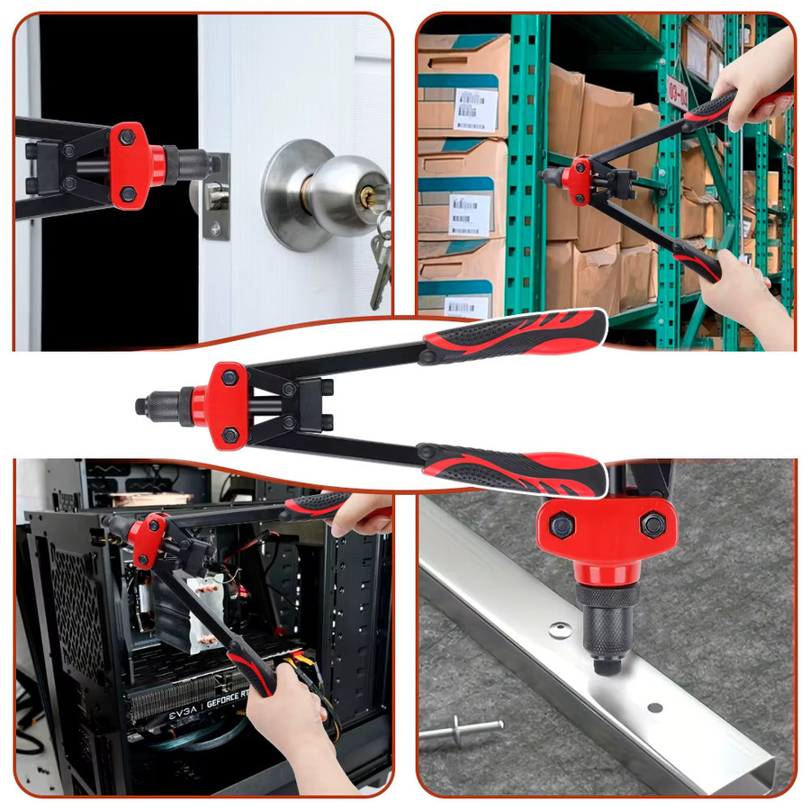 Manuelle Nietpistole TEMPS DETIR als arbeitssparende Blindnietpistole für den Haushalt mit ergonomischem rutschfestem PVC-Griff, geeignet für Nieten von 3,2 mm bis 4,8 mm - Bild 5