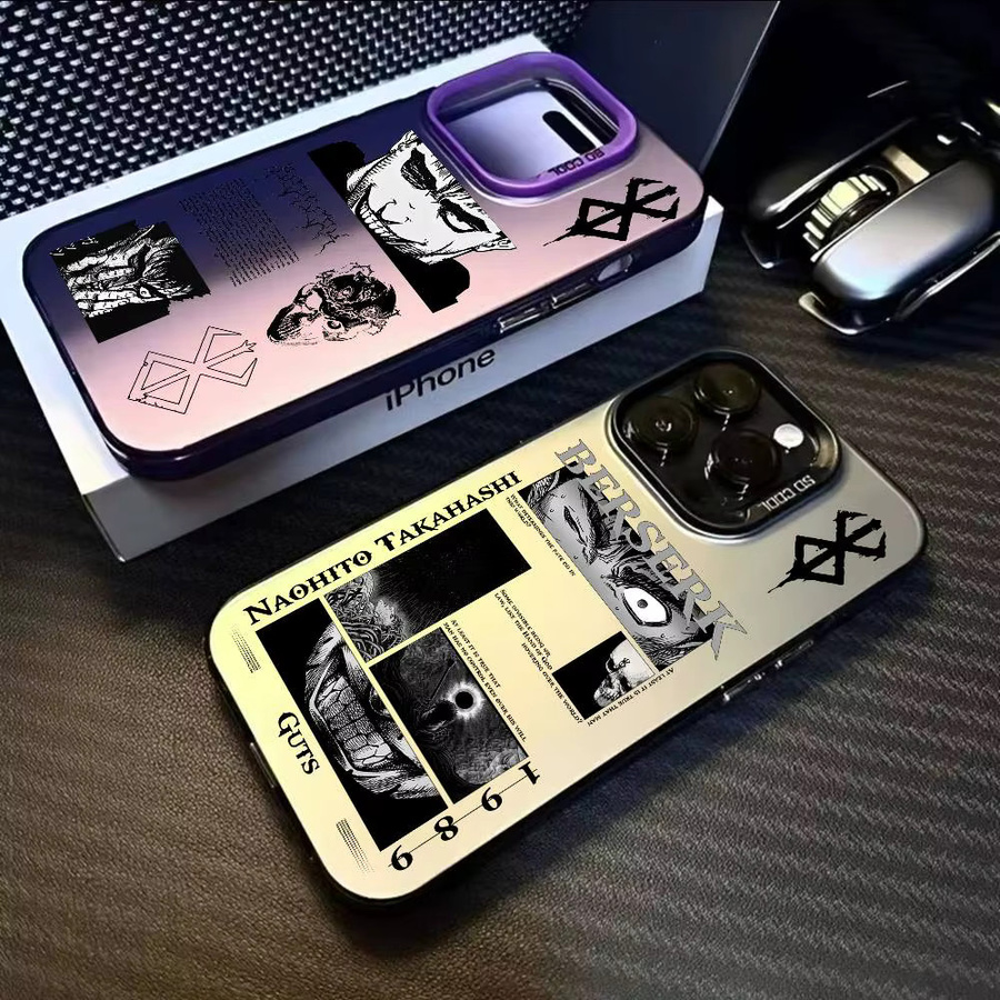 Anime Berserk Handyhülle für Apple iPhone 11 bis 17 Pro Max, mehrfarbig, matt mit Laser-Effekt und Aurora-Design - Bild 3
