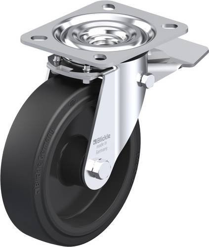 Blickle L-POEV 125XR-ST Lenkrolle mit Feststeller in Schwarz und Silber, Rad-Durchmesser: 125 mm, Tragfähigkeit: 250 kg - Bild 1