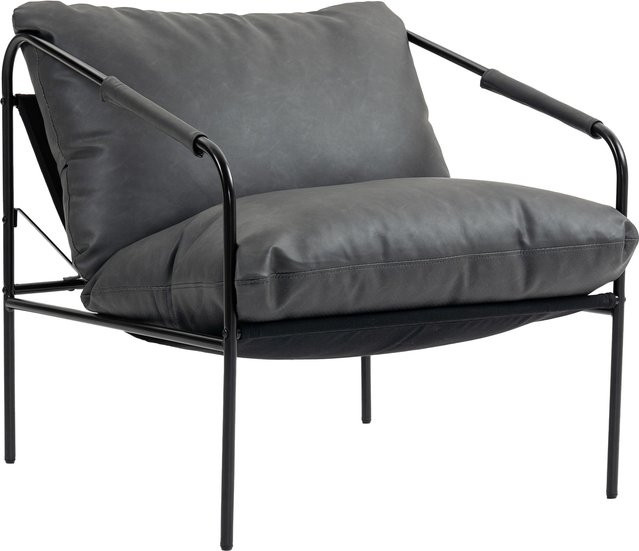 HOMCOM Modern Relax-Sessel aus PU-Leder mit Metallrahmen und Armlehnen, Kohlegrau, B/T/H: 74,5 x 75 x 77 cm - Bild 1
