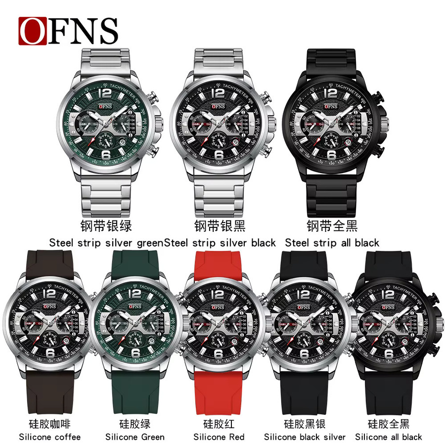 OFNS Armbanduhr Quarz, Edelstahl, Schwarz, Herren - Bild 2