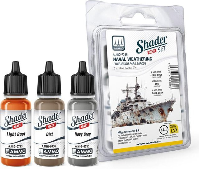 AMMO by MIG Jimenez Matt SHADER Set Naval Weathering, Zubehör - Bild 1