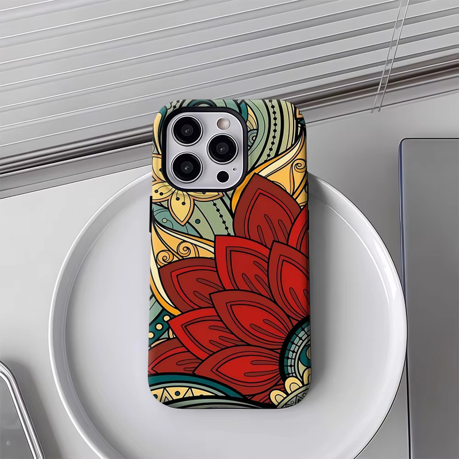 Handyhülle mit Blumenmotiv für Apple iPhone 11 bis iPhone 17 Pro Max Plus, doppelschichtige Rückseite, multicolour - Bild 4
