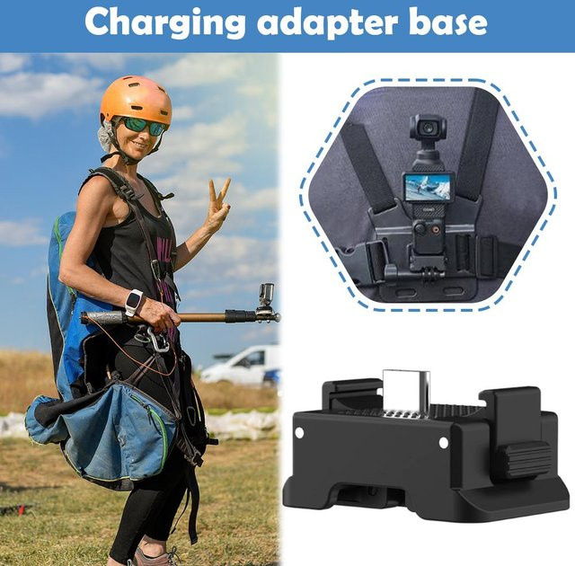 Magnetische Ladeadapterbasis für DJI OSMO POCKET 3 mit Schnellspannsitz und 1/4-Zoll-Gewindeloch, Schwarz - Bild 1