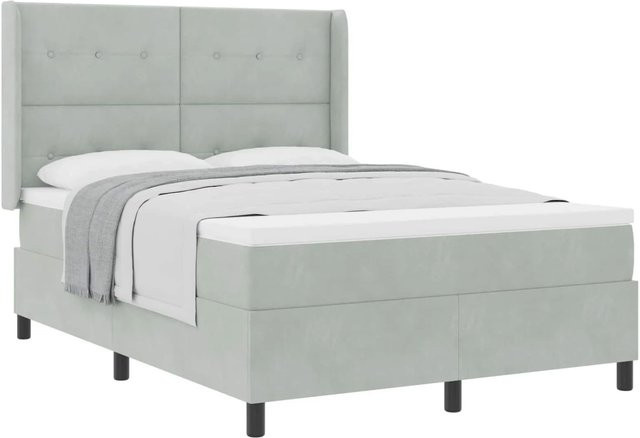 vidaXL Boxspringbett mit Kopfteil in Hellgrau, Samt, B/T/H: 160 x 200 x 163 cm - Bild 1