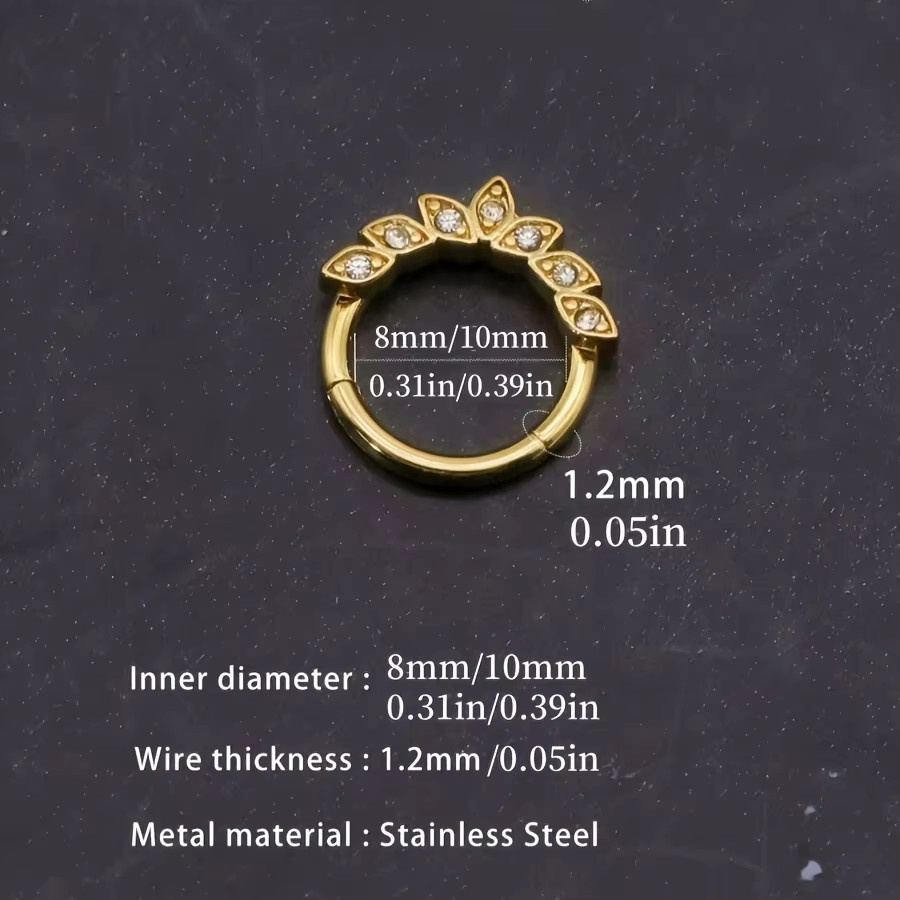 EVISPOL Nasenring Edelstahl, Gold, Zirkonia, Unisex - Bild 2