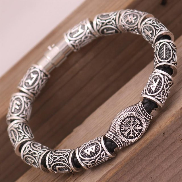 YULIN Armband Leder, Zinklegierung, gray, Unisex, 21cm - Bild 1