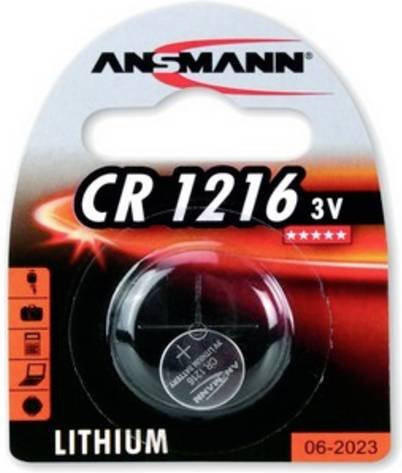 Ansmann Knopfzelle CR1216 3V Lithium 24 mAh Silber - Bild 1