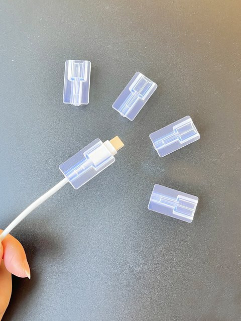 5er-Set Silikon Kabelwickler und Schutzhüllen für Apple iPhone Ladekabel in Transparent - Bild 1