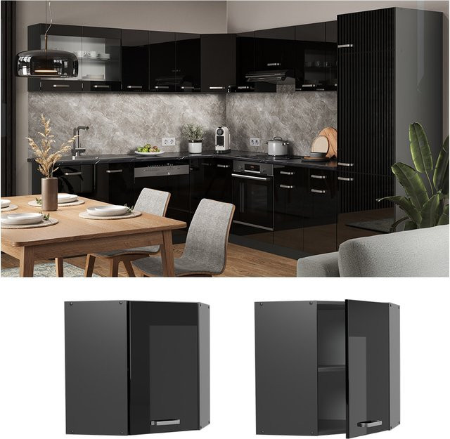 Vicco Eckhängeschrank R-Line Küchenschrank modern in Anthrazit und Schwarz, Breite: 57 cm - Bild 1