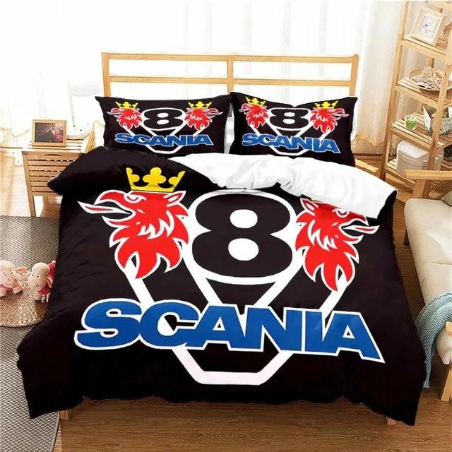 Scanias LKW-Logo Bettwäscheset aus Microfaser mit Motiv Grafik in Schwarz, 3-teilig, B/H: 240 x 210 cm - Bild 1