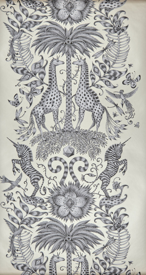 Clarke & Clarke Wallpaper Kruger Monochrome Vlies Tapete mit Animal Print in Schwarz Weiß Beige und Gold - Bild 1