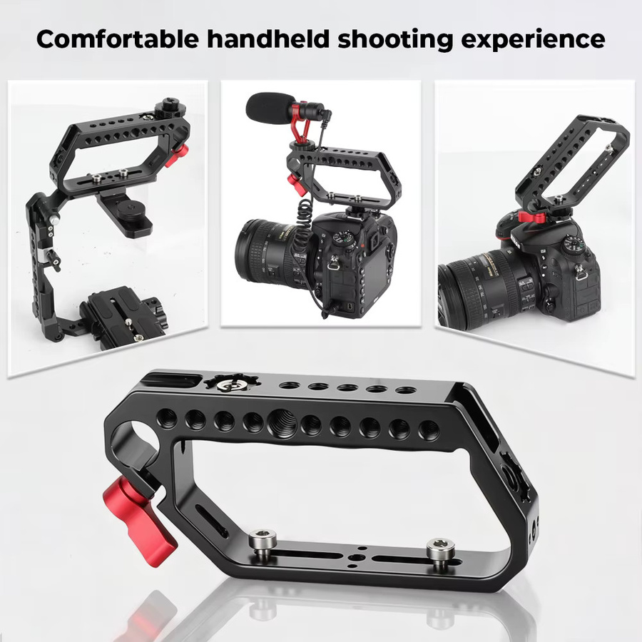 CAMVATE Kamera-Griff oben mit kaltem Blitzschuh, Schnellverschluss, Käsehalterung und 15 mm Stangenklemme für DSLR-Kamera-Rig, Schwarz oder Rot - Bild 6