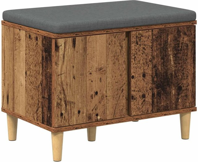 vidaXL Flurbank mit Kissen und Schuhregal aus Altholz, B/T/H: 60 x 38 x 46 cm - Bild 1
