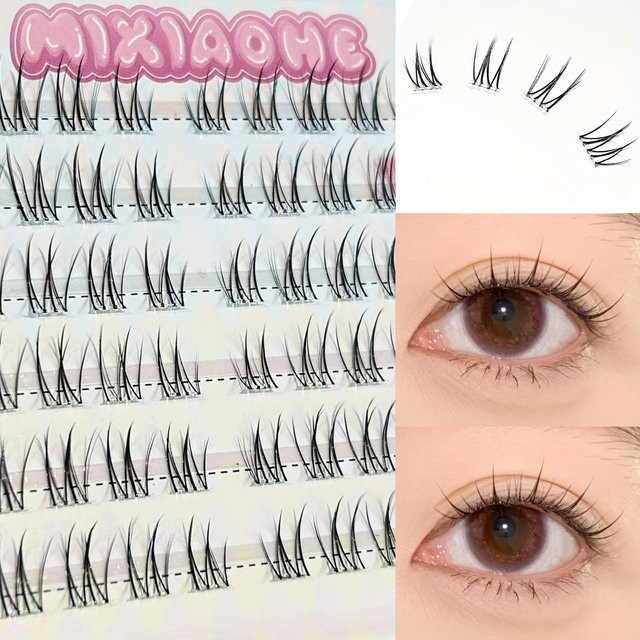 Mixiaohe Pure Look Klebefreie Wimpern, 60 Cluster, C-Curl, Unisex - Bild 1