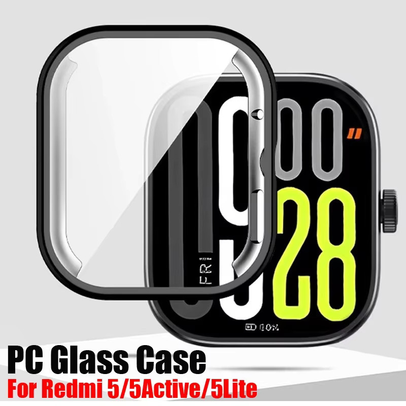 Uhrengehäuse für Xiaomi Redmi Watch 5 Active/5 Lite, PC-Gehäuse, Gehärtetes Glas, Schwarz - Bild 2