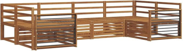 vidaXL Sofagarnitur aus Massivholz Akazie in Braun, 6-teiliges L-Shape Sofa Set mit modernem Latten-Design - Bild 1