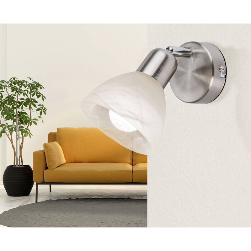 Nowa Spot 81890101 Wandstrahler aus Metall und Glas in Nickel matt mit E14 Fassung, Höhe: 12 cm, Tiefe: 11,5 cm - Bild 2