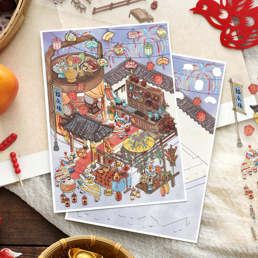 Songfeng Hall 3D Landschaftsaufkleber DIY Taschenhütten-Szene in Mehrfarbig - Bild 2