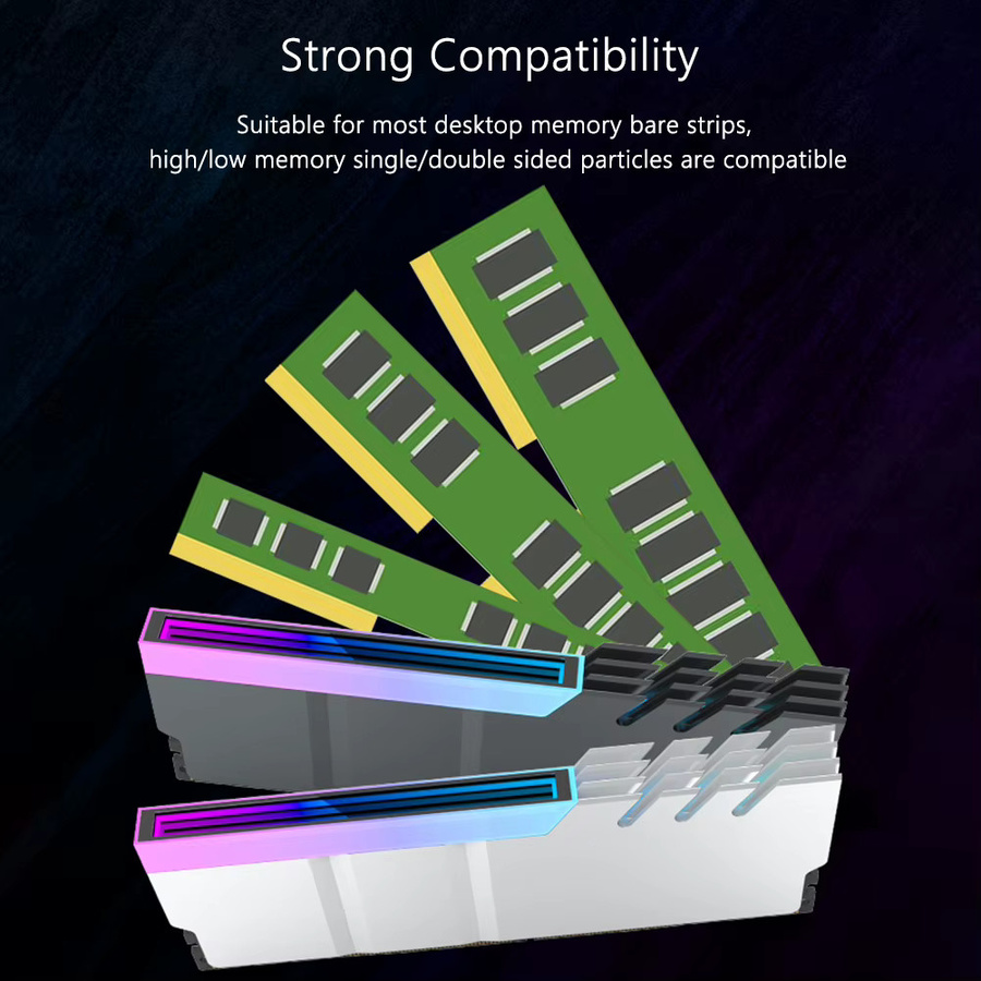 APWIKOGER ARGB RAM-Kühlkörper 5V 3PIN Wärmeableiter für DDR2 DDR3 DDR4 DDR5 Desktop-PC, Schwarz - Bild 5