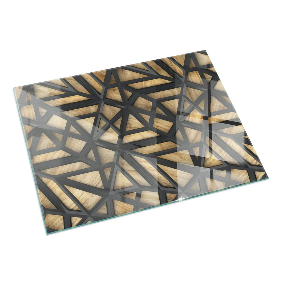 Tulup Glasplatte für Kamin Geometrie in Braun, B/T: 60 x 40 cm - Bild 2
