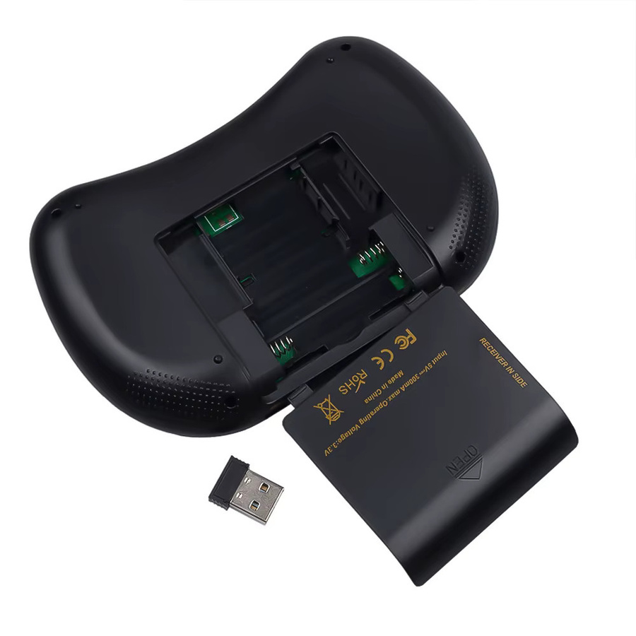Kebidumei I8 Mini-Tastatur mit Touchpad und Air Mouse, kabellos 2,4 GHz, 3-farbige Hintergrundbeleuchtung, Englisch/Russisch, Schwarz - Bild 5