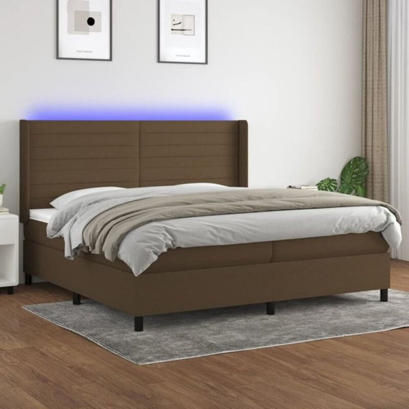 vidaxl Boxspringbett mit Matratze in Braun und Weiß aus Stoff, B/T: 200 x 200 cm - Bild 1