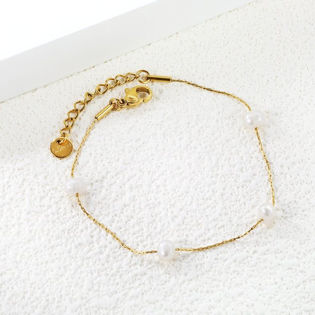 LUXUKISSKIDS Armband, Edelstahl, Perle, Gold, Kinder - Bild 1