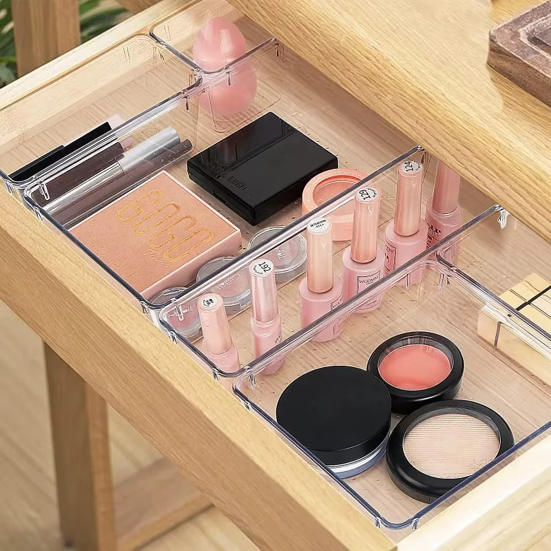 4er-Set transparente Schubladen-Organizer aus Kunststoff für Kosmetik und Schreibtisch - Bild 2