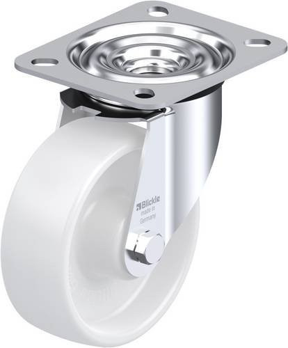 Blickle Lenkrolle LE-PPN 100R in Weiß mit Stahl- und Kunststoffkomponenten, Rad-Durchmesser: 100 mm, Tragfähigkeit: 150 kg - Bild 1