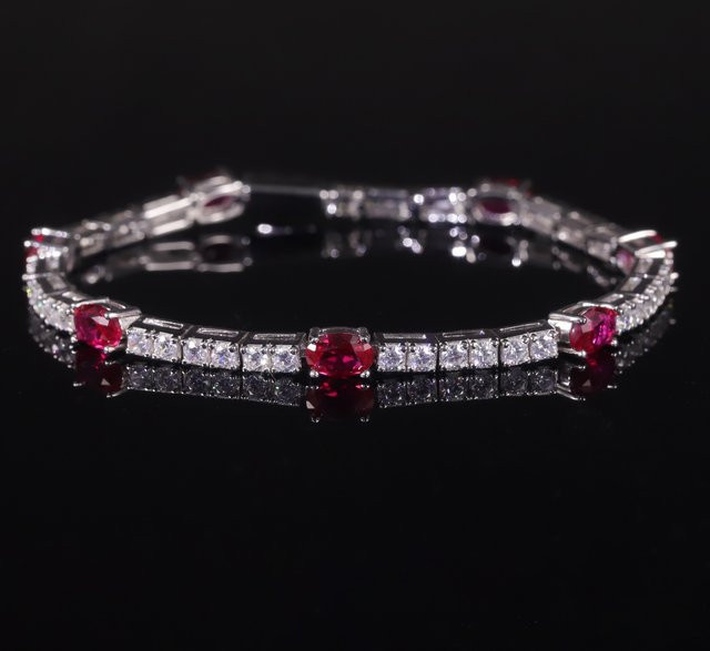 GEM'S BALLET Tennis Armband, 925 Sterling Silber, Rubin, Damen - Bild 1