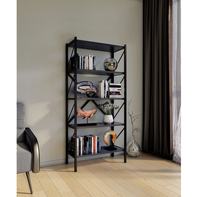 VCM Standregal Insasi aus Holz und Metall im Industrial Design, Anthrazit, B/T/H: 66 x 34 x 160 cm - Bild 6