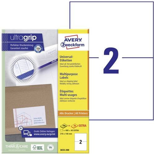Avery Zweckform Universal-Etiketten 3655-200, Weiß, Papier, 440 Stück - Bild 1
