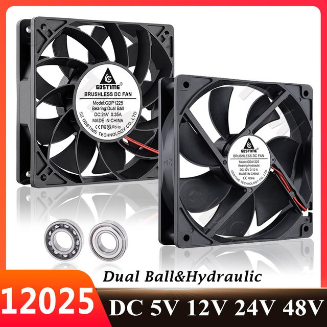 Gdstime PC-Lüfter 120 mm Axiallüfter mit Dual Ball Bearing in Schwarz - Bild 1