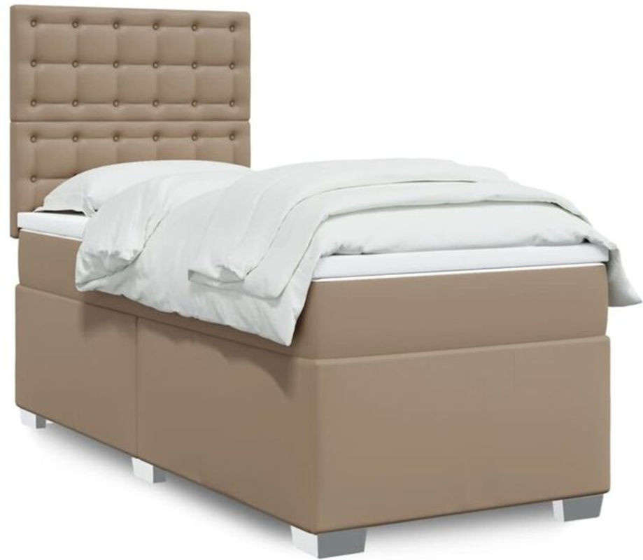 vidaxl Boxspringbett mit Matratze in Braun aus Kunstleder B/T/H: 80 x 200 x 150,5 cm - Bild 1