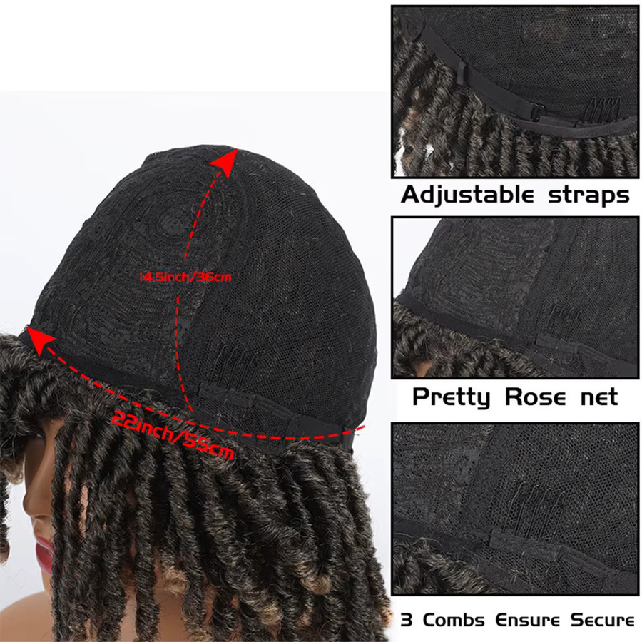 allaosify Dreadlock-Perücke, blond, kurz, lockig, synthetisch - Bild 1