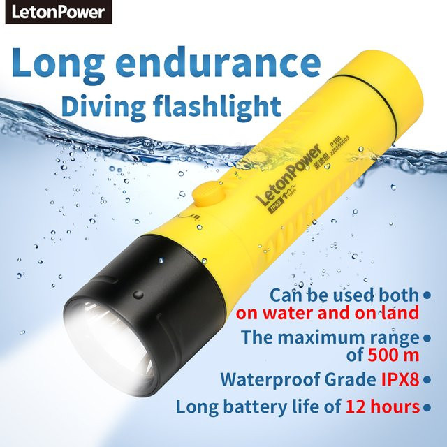 LetonPower LED Unterwasserlampe IPX8 wasserdichte Tauchlampe mit Fokus für Outdoor und Nachtfischen in Gelb - Bild 1