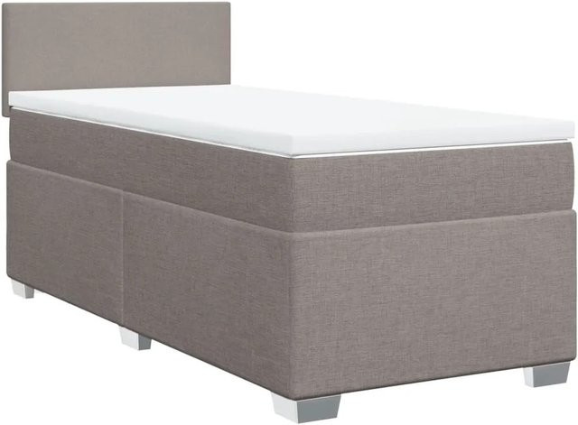 vidaXL Boxspringbett Hybrid mit Matratze und Taschenfederkern in Taupe, B/T: 90 x 200 cm - Bild 1