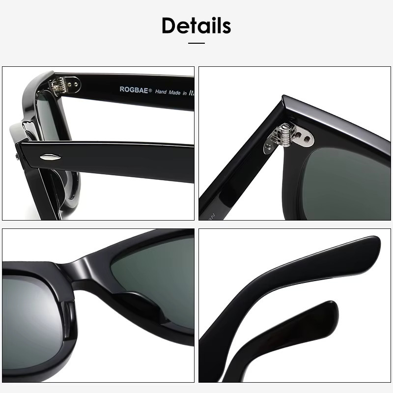 ROGBAE R214s Sonnenbrille, Herren, Vollrand, Square, Acetat, Schwarz - Bild 4