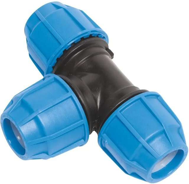 LUX-TOOLS T-Stück für PE-Rohre aus Kunststoff, Blau, Durchmesser: 25 mm - Bild 1
