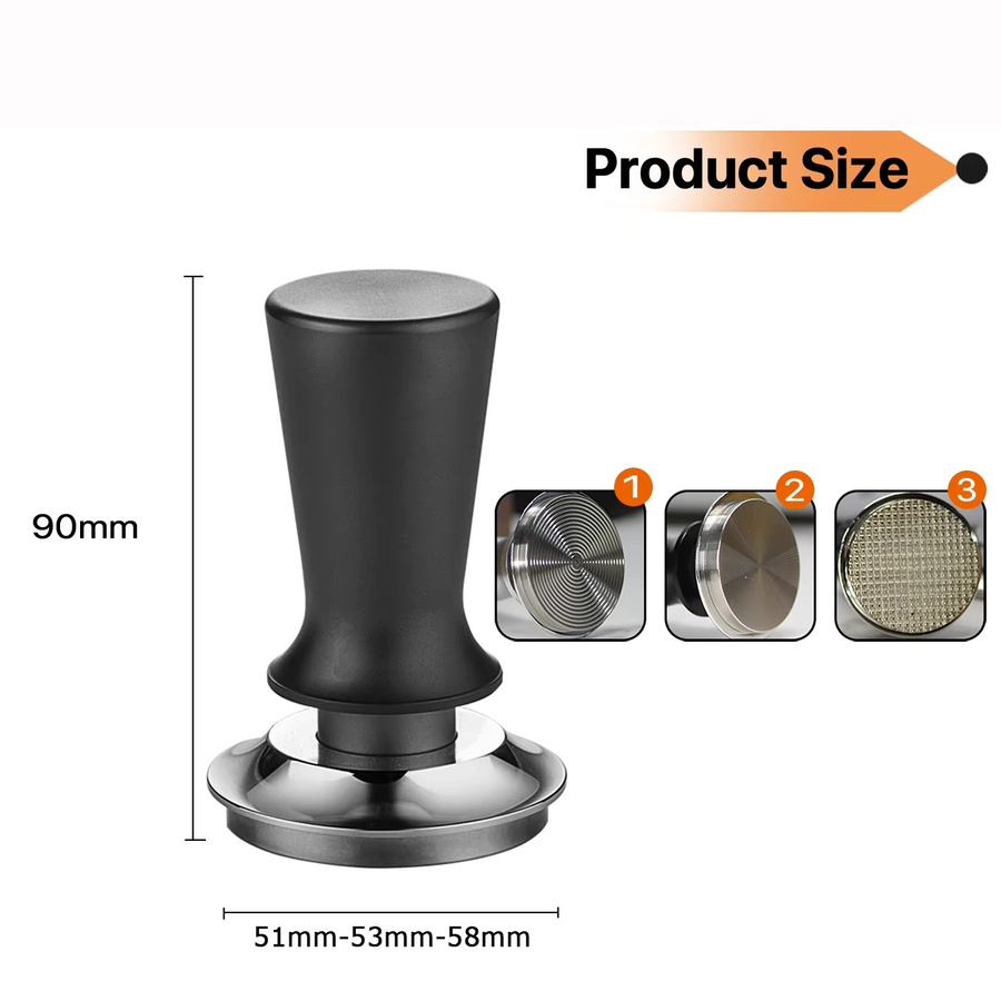 Delonghi Espresso-Kaffee-Stampfer mit Federdruck in Schwarz aus Edelstahl für konstanten Druck - Bild 4