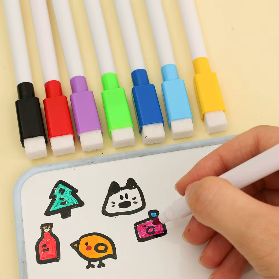 8er Set Whiteboard-Marker mit Rundspitze in 8 Farben, trocken abwischbare Zeichenstifte für Kinder und Graffiti - Bild 2